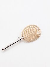 Vintage Tennis Racket Brooch With Faux Pearls