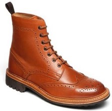 Mens Catesby 1140 Tan Leather Brogue Boot Good Year Welted Commando Sole UK 7-12