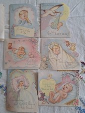 6 Vintage unused New Baby / Chistening Birth 1950s 1960s Vintage Retro 
