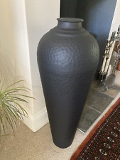 Tall Black Cast Hammered Floor VASE metal Contemporary Home Decor 90 cm