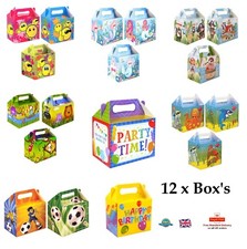 12 x BIRTHDAY PARTY LUNCH BOX Themed Party Boxes Lunch Meal Gift Bag Girls Boys