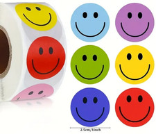 Smiley Face Stickers  Colourful Stickers for Crafts & Gifts Smile Stickers 30pk