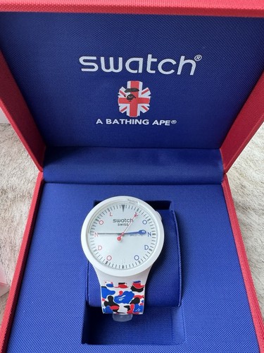 Bape swatch watch white blue - x,