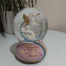 Bradford Exchange Musical Glitter Snow Globe with Unicorn for Granddaughter