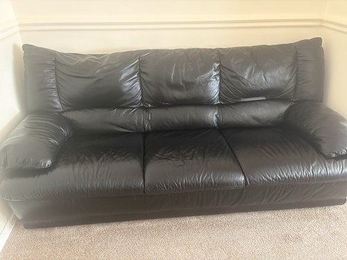 Ikea black leather - black, sofa