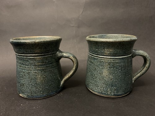 Two blue studio pottery small - blue,