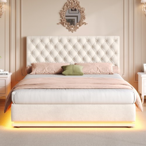Ottoman bed led velvet - bed,