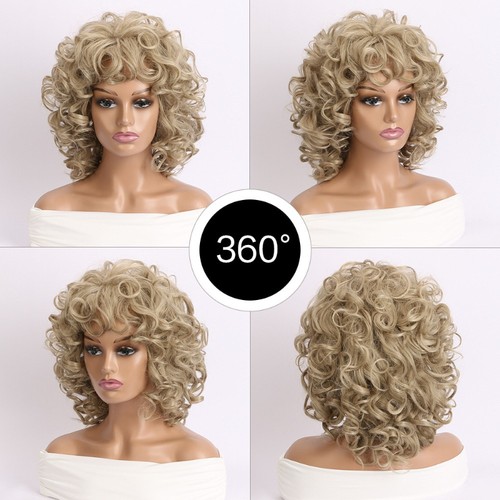 Ladies wig golden curly - ladies,