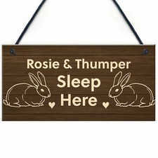 Personalised Rabbit Sign Hanging Garden Sign Hutch Sign Home Gift Family Gift