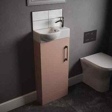 Pastille Floorstanding Compact Cloakroom Dusty Pink Vanity Unit + Basin 400mm