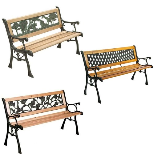 Wooden metal garden bench - metal,