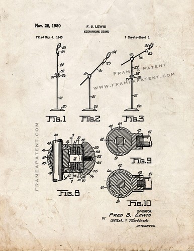 Microphone stand patent print - stand,