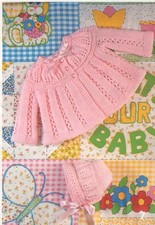 BABY knitting pattern  matinee jacket and hat  dk wool  17/19 in chest
