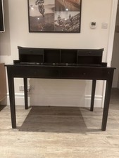 OKA Wooden Black Desk 2 Tiers Drawers Sideboard