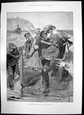 Antique Print Yachting Season Landing Normandy Statue Henry Richard Mp1893 19th