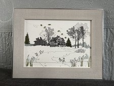 Hand-drawn Picture - Snowdrops Around The Cottage