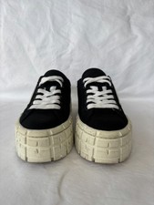 Prada Re-Nylon Double Wheel Sneakers Black White Logo Platform size US 8 / EU 38