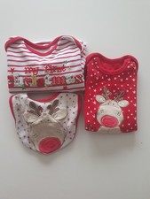 Strip George My 1st Xmas reindeer playsuit cotton with bib 3-6 month 3pcs outfit