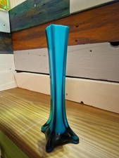 Glass Stem Vase Teal 20cm Tall