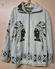 Moes Sport Redskins Jacket Cream Native American Fluffy Pockets Size 2XL