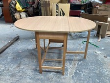 Vintage Retro Oval Drop Leaf Wood Kitchen Dining Table with Formica Melamine Top
