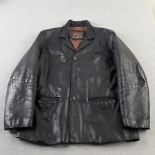 Marlboro Classics Mens Jacket XL Black Leather Made in Italy Button Coat