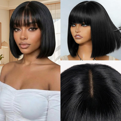 Bob wig human hair - wig, bangs