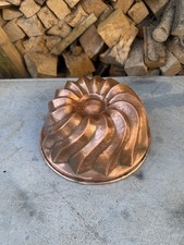 Large Vintage French Copper Tin Lined Jelly Cake Pie Mould