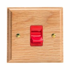Varilight XK45SOB Kilnwood Wooden Oak 45A DP Cooker Switch Single Plate