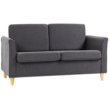 Dark Grey Linen Loveseat Sofa 141x70x78cm, Comfortable Two-Seater Couch