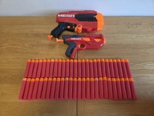 Nerf Mega Foam Blaster Bundle Hotshock And Tribreak 50+ Whistling Darts
