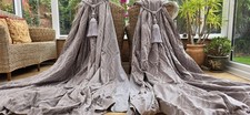 GREY BROCADE BLACKOUT LINED CURTAINS  87" DROP BY 102" WIDTH 