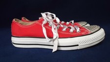 CONVERSE UK 5 RED CANVAS AND DIAMANTE TRAINERS VERY GOOD CONDITION