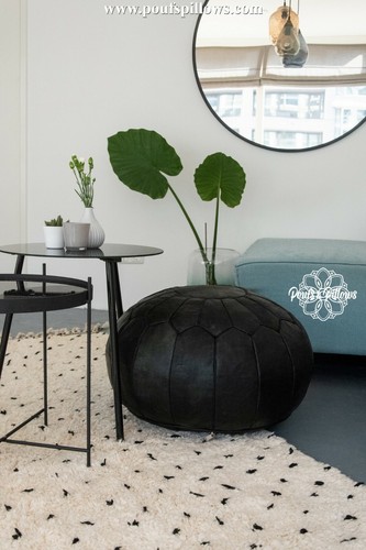 Premium leather pouffe - xl,