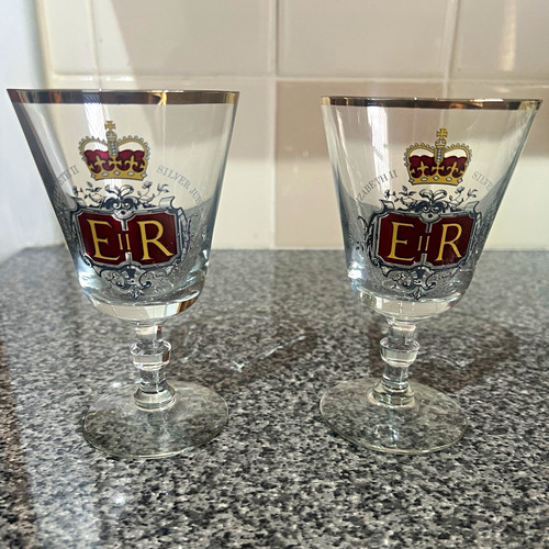 Pair clear glass - clear, commemorative