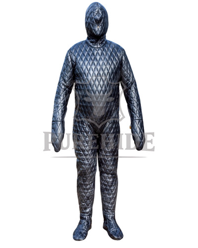 Quilted leather bondage suit - quilted,