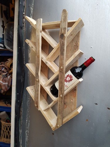 Rustic wooden wine rack - wooden,