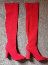 ZARA Red Over The knee Boots