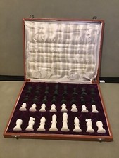 Beautiful Marble Stone Unique Hand Carved Chess Set With Storage Box