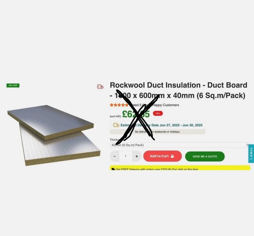 Rockwool 40mm foil back duct - 40mm,