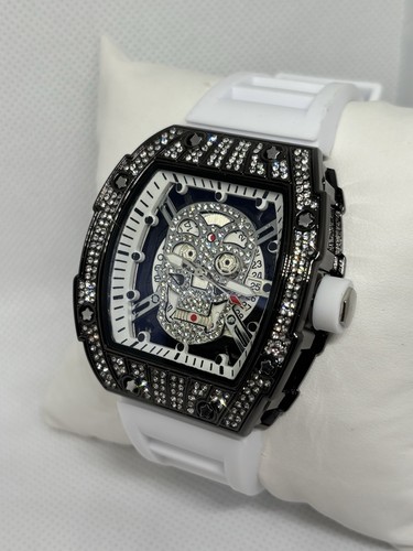 Mens iced skull skeleton watch - iced,