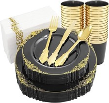 Black Gold Plastic Plates