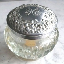 Vintage Houbigant Monogrammed Chantilly Glass Jar