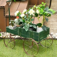 Rustic Green Wooden Wagon