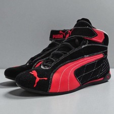 Rare Puma Replicat Mid Karting Moto Boots Black & Red Y2K Vintage Trainers UK 5