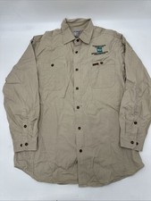 Carhartt Khaki Brown Tan Safari Style Button Ling Sleeve Cotton Shirt Large L