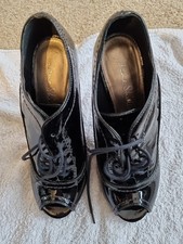 Jane Shilton Faux Patent Leather Brogue  Stilleto Peep Toe Suze 6