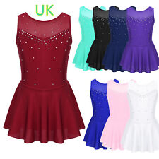 Kids Girl Ice Skating Sparkle Dress Leotard Sparkly Rhinestone Ballet Dance