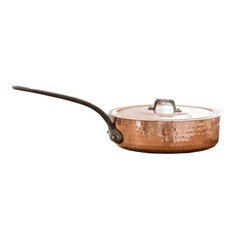 Copper Saute Frying Pan with Lid | Vintage French 2mm Tin-Lined | Makers Stamp
