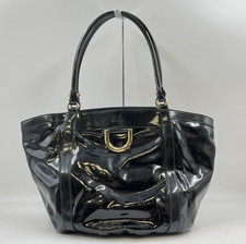 Gucci Abbey Tote Shoulder Bag Black Patent Leather Enamel Handbag 211982